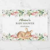 Woodland Deer Blumengrün Baby Shower Mini Schaumweinetikett (Einzelnes Label)