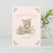 Woodland Deer Boho Girl Babydusche Danke (Stehend Vorderseite)