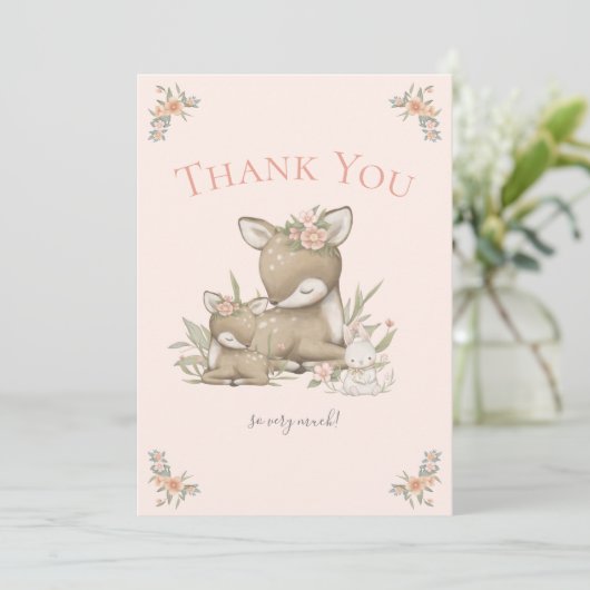 Woodland Deer Boho Girl Babydusche Danke (Stehend Vorderseite)