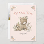 Woodland Deer Boho Girl Babydusche Danke (Vorne/Hinten)