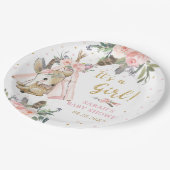 Woodland Deer Boho Tribal Girl Baby Dusche Runde Pappteller (Schrägansicht)