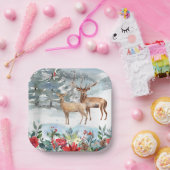 Woodland Deer Christmas Pappteller (Party)