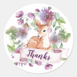 Woodland Deer Classic Round Danke Sticker