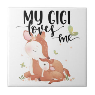 Woodland Deer Doe and Baby Fawn My Gigi Lieben Fliese