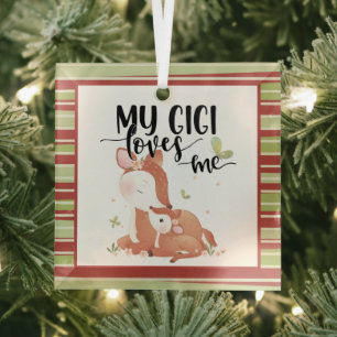 Woodland Deer Doe and Baby Fawn My Gigi Lieben Ornament Aus Glas