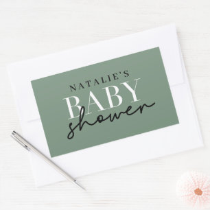 Woodland deer eucalyptus moderne Babydusche envelo Rechteckiger Aufkleber