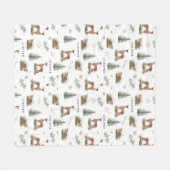 Woodland Deer Fawn Floral Baby Name Fleecedecke (Vorderseite (Horizontal))