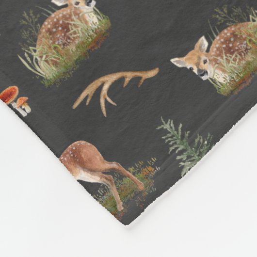 Woodland Deer Fawn Pattern Baby Fleece Blanket (Ecke)