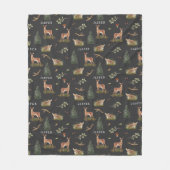 Woodland Deer Fawn Pattern Baby Green Baby Name Fleecedecke (Vorderseite)