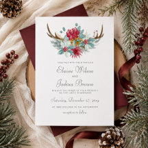 Woodland Deer Floral Antler Winter Wedding