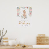 Woodland Deer Floral Baby Dusche Willkommen Poster (Küche)