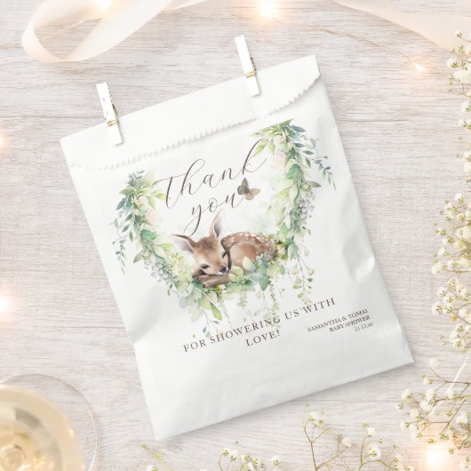 Woodland Deer Forest Greenery Baby Boy Shower Geschenktütchen (Ausgeschnitten)