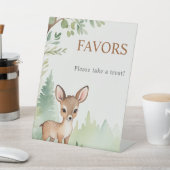 Woodland Deer Forest Neutral Baby Shower Favors Sockelschild (In SItu)
