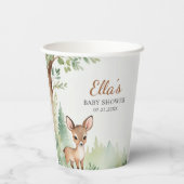 Woodland Deer Forest Neutral Baby Shower  Pappbecher (Rückseite)