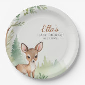 Woodland Deer Forest Neutral Baby Shower Party Pappteller (Vorderseite)