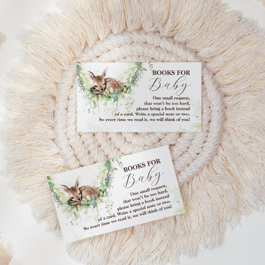 Woodland Deer Greenery Baby Boy Shower Books Begleitkarte