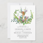 Woodland Deer Illustriert Burgundy Wedding Einladung (Vorderseite)