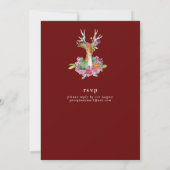 Woodland Deer Illustriert Burgundy Wedding Einladung (Rückseite)