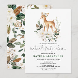 Woodland Deer Ivory Bloral Virtual Baby Dusche Einladung