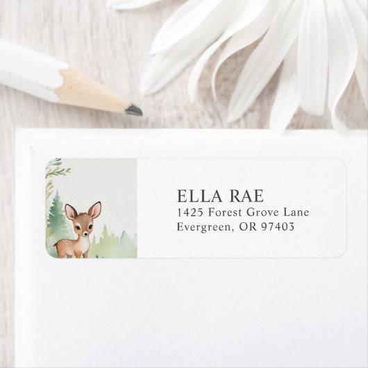 Woodland Deer Neutral Baby Shower Return Address (Insitu)