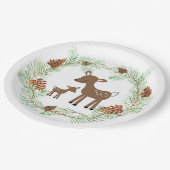 Woodland Deer Pine Cone Baby Dusche Pappteller (Schrägansicht)