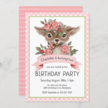 Woodland Deer Pink Girl's Birthday Party
