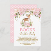 Woodland Deer Pink Gold Floral Books for Baby Begleitkarte (Vorne/Hinten)