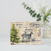 Woodland Deer Vintage Weihnachtskarte Postkarte (Stehend Vorderseite)