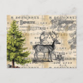 Woodland Deer Vintage Weihnachtskarte Postkarte (Vorderseite)