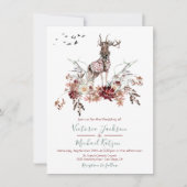 Woodland Deer Watercolor Winter Wedding Einladung (Vorderseite)
