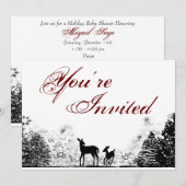 Woodland Deer Winter Baby Dusche Einladung (Vorne/Hinten)