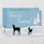 Woodland Deer Winter Baby Dusche Einladung (Vorne/Hinten)