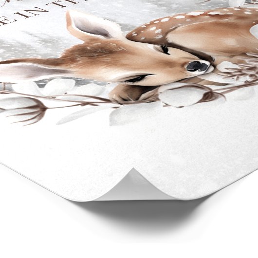 Woodland Deer Winter Baby Showköder Spiel Poster (Ecke)