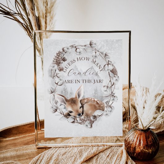 Woodland Deer Winter Baby Showköder Spiel Poster