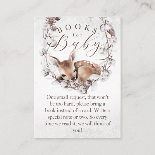 Woodland Deer Winter Book Request Baby Dusche Begleitkarte (Vorderseite)