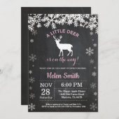 Woodland Deer Winter Girl Kinderdusche Einladung (Vorne/Hinten)