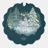 Woodland Dei Winter Forest Weihnachten Ornament Karte (Rückseite)