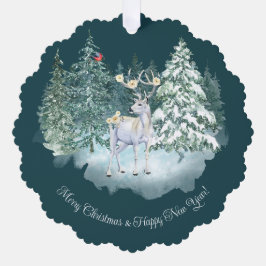 Woodland Dei Winter Forest Weihnachten Ornament Karte