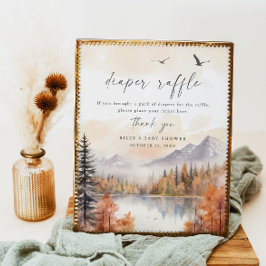 Woodland Diaper Raffle Sign Fall Babydusche Junge Poster