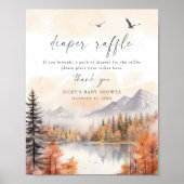 Woodland Diaper Raffle Sign Fall Babydusche Junge Poster (Vorne)