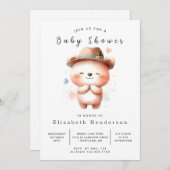 Woodland Digital Bear Baby Dusche Einladung (Vorne/Hinten)