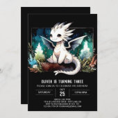 Woodland Digital Dragon Geburtstag Einladung (Vorne/Hinten)