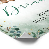 Woodland Drinks signieren Baby Duschwaldtiere Poster (Ecke)