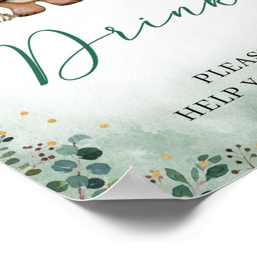 Woodland Drinks signieren Baby Duschwaldtiere Poster (Ecke)