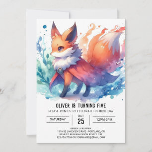 Woodland Editable Fox Birthday Einladung