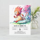 Woodland Editable Monkey Birthday Einladung (Stehend Vorderseite)