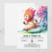 Woodland Editable Monkey Birthday Einladung (Vorne/Hinten)