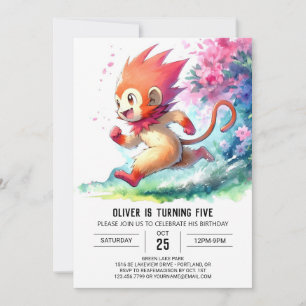 Woodland Editable Monkey Birthday Einladung