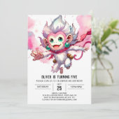 Woodland Editable Monkey Birthday Einladung (Stehend Vorderseite)
