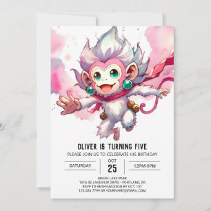 Woodland Editable Monkey Birthday Einladung